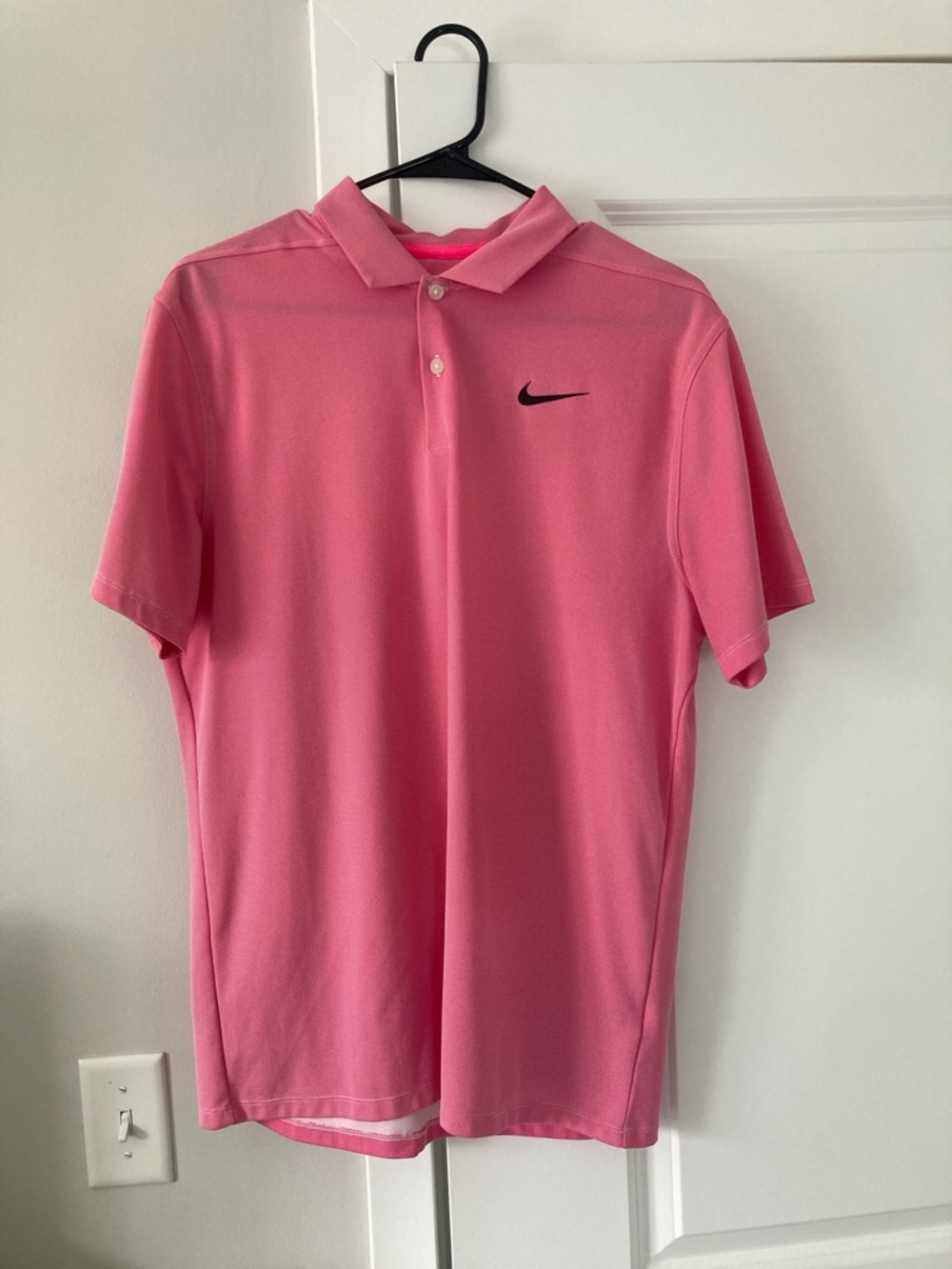 Nike Men’s Bright Pink Polo with Black Swoosh